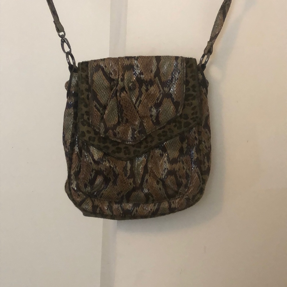 Falchi by CarlosFalchi multicolored faux snakeskin w/faux fur trim shoulderbag